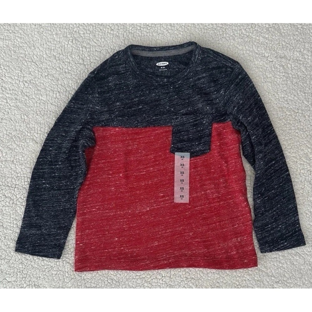 NEW Toddler Boy Navy & Red Colorblock Sweater Lightweight Size XS 5 NWT Shirt